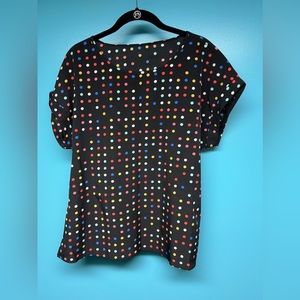 SHEIN LUNE Polka Dot Batwing Sleeve Blouse